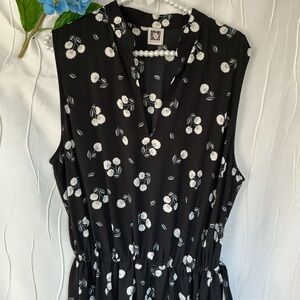 Anne Klein Black and White Floral Midi Dress